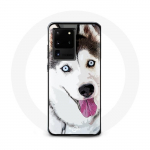 &Uuml;mbris Samsung Galaxy S20 Ultra White Siberian Husky Blue Eyes jaoks
