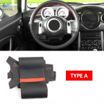 For Mini Coupe 2001-2006 Convertible 2004-2008 For Mini R50 R53 R60 Car Steering Wheel Cover Trim Black Leather with red strip TYPE A
