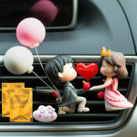 Cute Car Air Fresheners Vent Clip, Outlet Freshener Perfume Clip Aroma Diffuser Decor, Lovely Couple Car Interior Accessories for Women & Girls, A