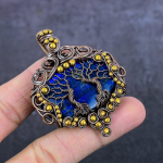 Natural Sodalite Handmade Copper Wirewrap Tree Of Life Gift Pendant 2.56 w5b70