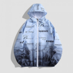 Kerge hingav p&auml;ikesekaitseriietus, tr&uuml;kitud jope v&auml;litingimustes nahale m&otilde;eldud &uuml;likonnale, kapuutsiga, suur mantel 8XL sinine