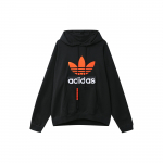 Adidas Originals Suure kolmelehega kapuutsiga dressipluus kontrastse logoga Meeste kapuutsiga dressipluus Must H09354 S