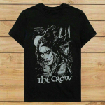 Crow Forever klassikaline must vintage l&uuml;hikeste varrukatega unisex T-s&auml;rk S
