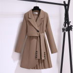 Kevad-s&uuml;gismood kontoris Lady Slim mini plisseeritud bleiserkleit Naiste pitsiline elegantne luksuslik &uuml;likondlik kleidid suures suuruses L khaki