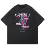 2024 Streetwear Abstract Graphic Unisex T-s&auml;rk Puuvillane Pestud Must Ts&auml;rk Unisex Topid Tees Suvine l&uuml;hikeste varrukatega T-s&auml;rk S must