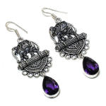 Natural Amethyst Gemstone Handmade 925 Sterling Silver Earring 2.56 k9t04