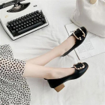 Hingavad vabaajajalatsid Fairy Single Kingad Kevad- ja S&uuml;gispumbad Keskmise kontsaga Paksu kontsaga Suvised nokam&uuml;tsid Nahast kingad Emakingad 40 kollane