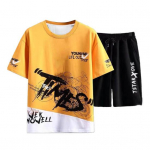 Yousheng 2tk/komplekt Meeste suviste spordir&otilde;ivaste komplekt O-kaelusega l&uuml;hikeste varrukatega T-s&auml;rk elastne n&ouml;&ouml;riga v&ouml;&ouml;koht laia s&auml;&auml;rega l&uuml;hikesed p&uuml;ksid, kirjatr&uuml;kiga vabaaja riietus 2XL must