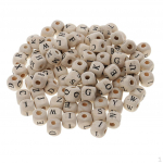 and letters Printed Beads DIY Bracelet 10mm White