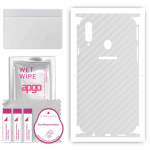 apgo Protective Skin Sticker for the back+sides compatible with Samsung Galaxy A20s, Full Wrap Film, Foil, Vinyl - Pattern Transparent Carbon