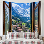 Aken Metsamaastik Maal Vaip Seinale Riputatav Boheemlaslik Stiil Ps&uuml;hhedeelne Mandala magamistuba Kodu Dekoratsioon 230x150cm