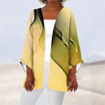 Naiste vabaaja mood tr&uuml;kitud kerge keskmise pikkusega jope kardigan L sinine