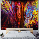 P&otilde;hjamaine abstraktne naine, n&auml;ovaibad, seinariide Boheemian hipi ps&uuml;hhedeelse vaiba taustaga seinamaalija sisekujundus 95x70cm