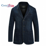 Cozy Up meeste vintage sildikrae Denim teksad jakk Trench mantel M sinine