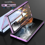 360 t&auml;ieliku kaitsega metallist magnetiline kahepoolne klaas&uuml;mbris Samsung Galaxy S25 S24 S23 FE S22 Ultra S21 Plus objektiivi kaitseks. For Samsung S24 Ultra lilla