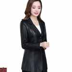 Suured naiste mantlid L&uuml;hikesed nahkjakid &Uuml;likond Kaelus Slim Fit Pu-nahkjakid Naiste nahkjakid XXXXXL must