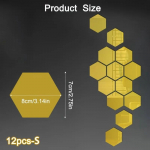 12 tk kuusnurkne akr&uuml;&uuml;lpeegel 3D seinakleebis peegel kodukaunistuseks DIY eemaldatav peegel elutoa kunstikaunistuste jaoks S-12pcs kuld