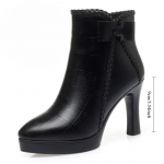 Naiste l&uuml;hikesed saapad S&uuml;gis- ja Talvine T&auml;ielikult sobivad terava ninaga k&otilde;rge kontsaga saapad Naiste tikk-kontsaga naiste fliisvoodriga saapad 39