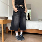 Harajuku Vintage k&otilde;rge v&ouml;&ouml;kohaga must retropestud teksap&uuml;ksid naiste mood vabaaja vaba sobivusega Y2K t&auml;navar&otilde;ivad keskmise pikkusega l&uuml;hikesed S