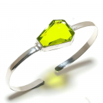 Peridot Gemstone Handmade 925 Sterling Silver Cuff Bangle Adjustable a9y06