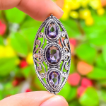 Amethyst Gemstone Handmade 925 Sterling Silver Jewelry Ring Size 9 g5e16