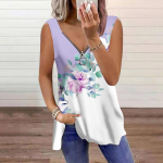 Naiste Top Suvine Viltuse Roosi Prindiga Vabaaja Pluss Suurus Varrukateta Lukuga V-kaelusega Top Tanktopp XS lilla