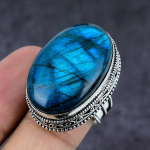 Natural Labradorite Gemstone Handmade 925 Sterling Silver Jewelry Ring S.7 l7k56