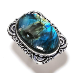 Natural Labradorite Gemstone Handmade 925 Sterling Silver Jewelry Ring S.6 i1a53