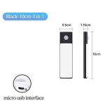 Kapivalgusti USB laetav liikumisanduriga LED-kolmev&auml;rviline &uuml;hes lambis k&ouml;&ouml;gikapi sisevalgustuseks 10/20/30/40/50cm 3 Colors in One Lamp