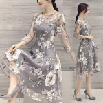 Naiste O-kaelusega pitsist kahekihiline lilleline balli&otilde;htu rannakleit Klassikaline elegants XXXXXL hall