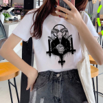 Saatana deemoni T-s&auml;rk naiste Grim Reaper Satanist Hell Satanism Hrajuku T-s&auml;rk Horror Funny XL valge