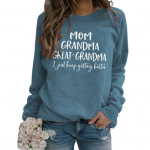 S&uuml;gistalv naiste dressipluus, kirjatr&uuml;kiga, &uuml;mara kaelusega, pikkade varrukatega, lahtised pullover, elastne mansett, igap&auml;evane vabaaja topp L sinine