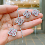 Ehtekomplekt Simulatsioon Kollane Teemant Kaelakee Temperament K&auml;ev&otilde;ru Tsirkoon Roosa Teemantk&otilde;rvar&otilde;ngad