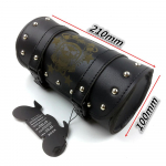 Mootorratta kahvlikott Nahast Cruiser Tool Roll Barrel Bag Kahvli t&uuml;nni kujuga juhtraud must sadulakottide panipaik