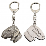 Bedlington Terrier, Rothbury Terrier, Rodbery Terrier - Silver-plated key ring with dog, handbag decoration, backpack pendant by Art-Dog brand
