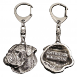 American Bulldog, Old Country Bulldog - Silver-plated key ring with dog, handbag decoration, backpack pendant by Art-Dog brand