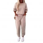 2 tk/komplekt Naiste &uuml;lemised p&uuml;ksid, &uuml;likond, &uuml;mmargune kaelus, pikad varrukad, &uuml;hev&auml;rvilised keskmise pikkusega dressipluus, elastne v&ouml;&ouml;kohaga p&uuml;ksid igap&auml;evaseks kandmiseks spordiriietus spordidress XXL tumesinine v&auml;rv