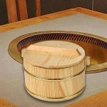 Bambusest riisi aurutamiskomplekt &ndash; autentne Aasia toiduvalmistamist&ouml;&ouml;riist kaanega 18cmx18cmx12cm
