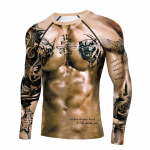 Suures suuruses meeste T-s&auml;rgid Pikkade varrukatega Lihaste Tattoo Spordir&otilde;ivad Rashguard Fitness J&otilde;usaalitopsid T-s&auml;rgid L