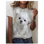 Unisex 3D kassi ja koera prindiga T-s&auml;rk naiste moele, prindiga T-s&auml;rgid, pluss suurus, Harajuku Kawaii topp XS