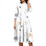 Naiste vabaaja ja moekas 3/4 varrukatega tasku ja t&otilde;mblukuga kleit XXL must