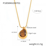 Virnastatud Tiger's Eye ripatsiga terakett naiste titaanist terasest kaetud 18K kullaga hele luksuslik rangluu kaelakee