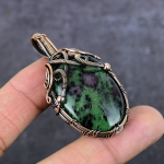 Ruby Zosite Gemstone Copper Wire Wrap Jewelry Pendant 2.25 j9j39