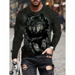 Meeste kevadine ja s&uuml;gisene pikkade varrukatega T-s&auml;rk Meeste avara &uuml;mara kaelusega kapuuts, 3D-tr&uuml;kiga tr&uuml;kitud pikkade varrukatega top S