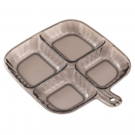 4-kambriline kuivatatud puuviljade suupistetaldrik k&auml;epidemega rippumisauguga Ruumi s&auml;&auml;stev kommid kondiitritooted p&auml;hklid Eelroa serveerimisvaagen Toidu hoiualus