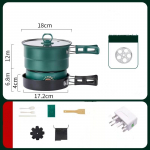 Elektriline poolitatud keedupott Kokkupandav multikeetja praepann Hotpot auruti riisikeetja supikeetja veeboiler Reisimine roheline