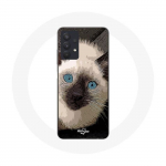 Coque Maniacase pour Samsung Galaxy A32 4G Chat Siamois Noir et blanc aux Yeux Bleus