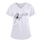 Naiste moodsad V-kaelusega l&uuml;hikeste varrukatega t&ouml;&ouml;r&otilde;ivad, taskutega, tr&uuml;kitud topid L must