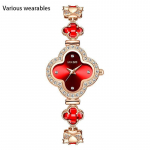 Uus kerge ja luksuslik moodne retro neljaleheline ristikhein k&otilde;rgekvaliteediline k&auml;ev&otilde;ru kristallist teemant naiste veekindel k&auml;ekell