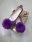 Pompomiga karvpalliga kingad Naiste kunstnahast lamedad kingad Naistele 2024 &Uuml;mar nina Ballerina Femme Kleit Kontori Loafers Mugavad Slip-on Moccasins 4.5 lilla